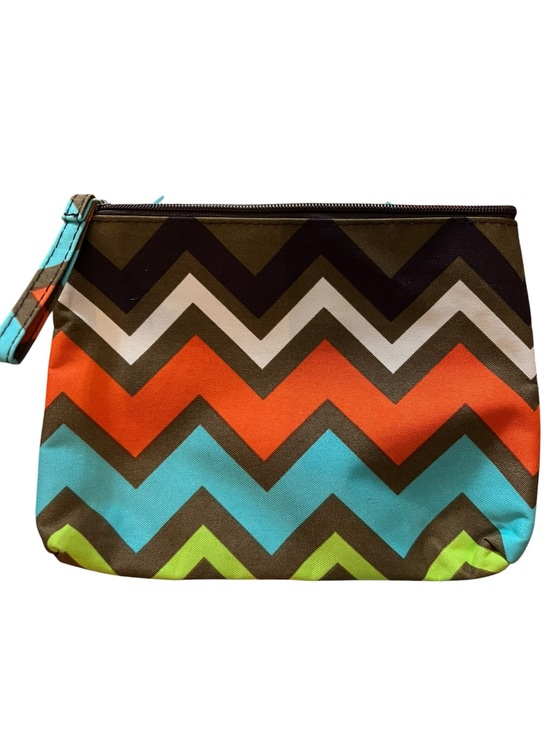 Handbags - Colorblock Chevron Wristlet Pouch - Orange, Turquoise & Lime